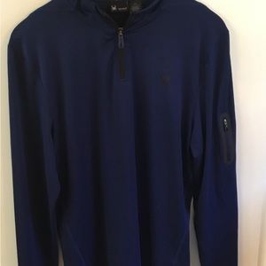 Spyder Active ProWeb Blue 1/4 Zip Long Sleeve Pullover Shirt Men's L. #F